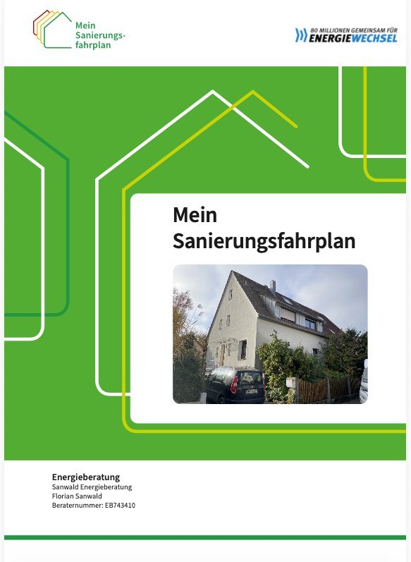 Individueller Sanierungsfahrplan – Modellhaus mit Energieeffizienzskala